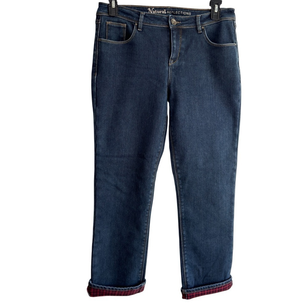 Natural Reflections Women's Jeans Size 10 Straight Leg Dark Wash Flannel Lined